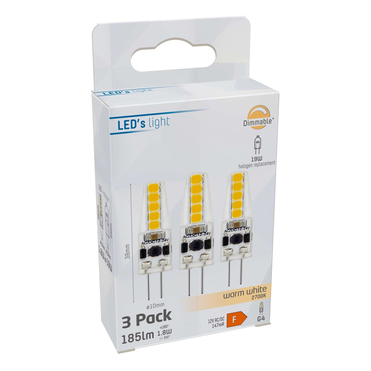 Pack of 12 Halogen Bulbs G4 12V 10W, Dimmable, Warm White 2700K, 140 lm, Low Voltage Halogen Lamp, G4 Transparent Capsule, for Chandelier, Cabinets, Ceiling Lamps Pack of 12 Halogen Bulbs G4 12V 10W, Dimmable, Warm White 2700K, 140 lm, Low Voltage Halogen Lamp, G4 Transparent Capsule, for Chandelier, Cabinets, Ceiling Lamps