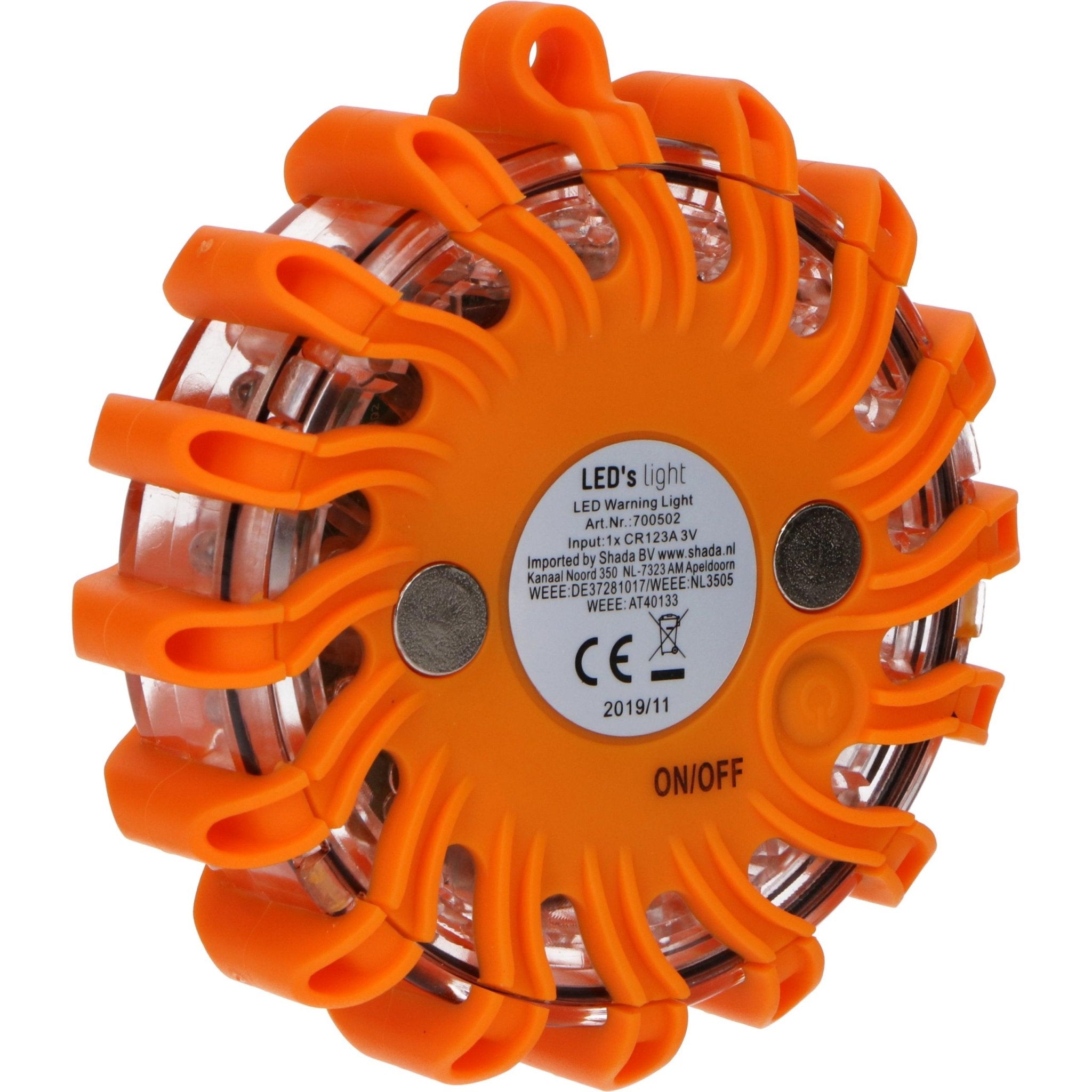 Kabelloses LED-Blinklicht in Orange mit Batterien – 9 Positionen –  magnetisch und wasserdicht